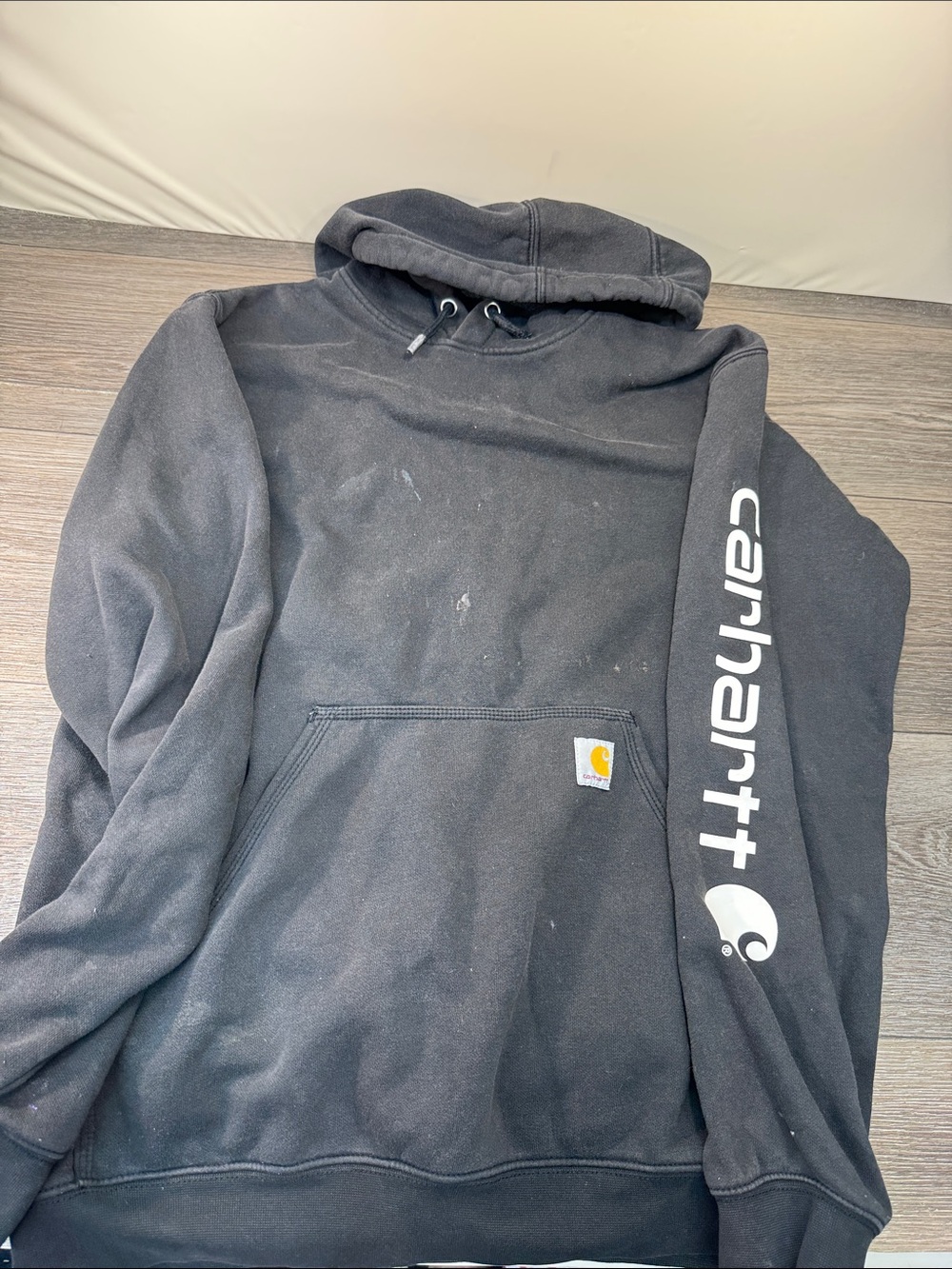 Carhartt Black Logo Sleeve Crewneck Hoodie men’s medium